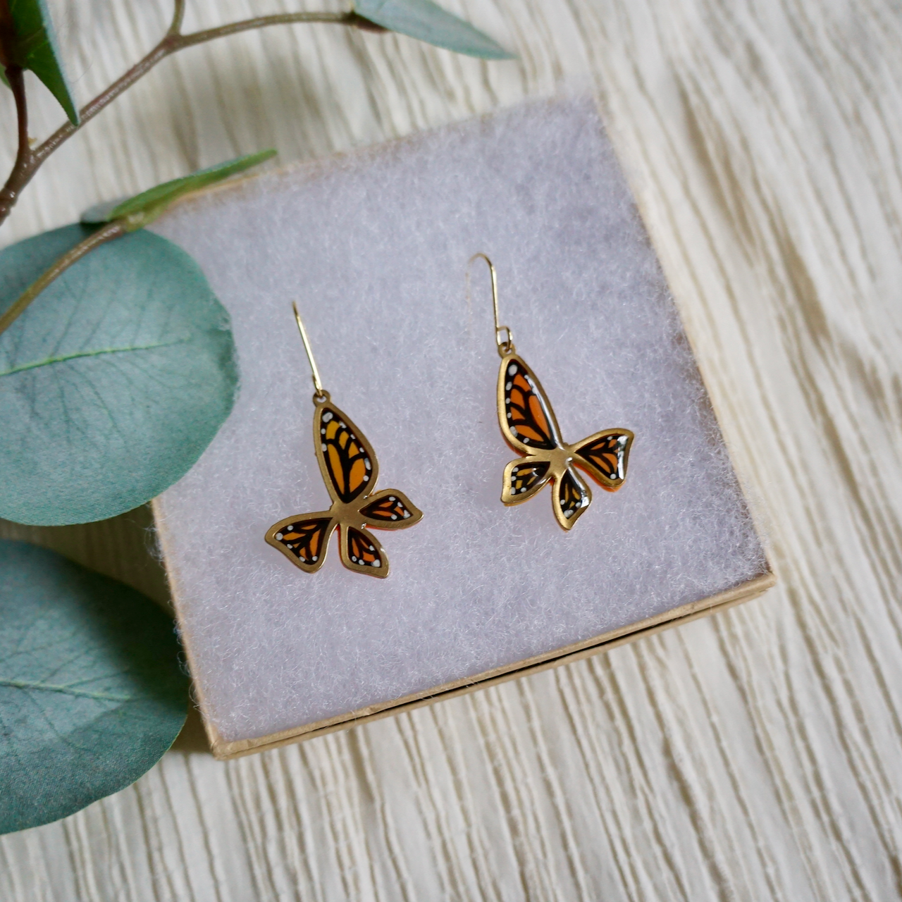 Monarch Butterfly Dangle Earrings